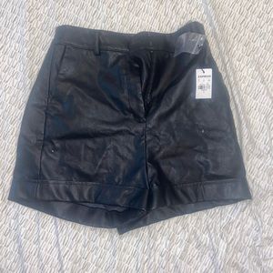 Black leather shorts